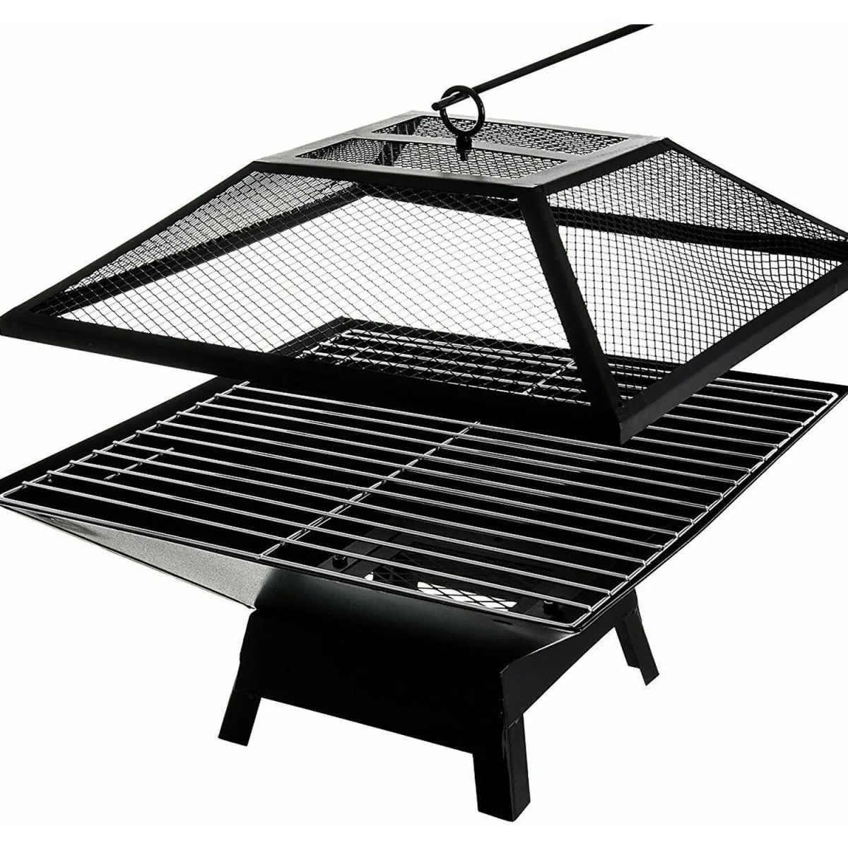 Square Fire Pit and BBQ Grill - Black – image 3