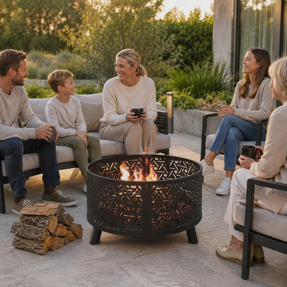 Teamson Home Fire Pit Outdoor Heater 71cm with Spark Guard Black Steel - Black – image 5