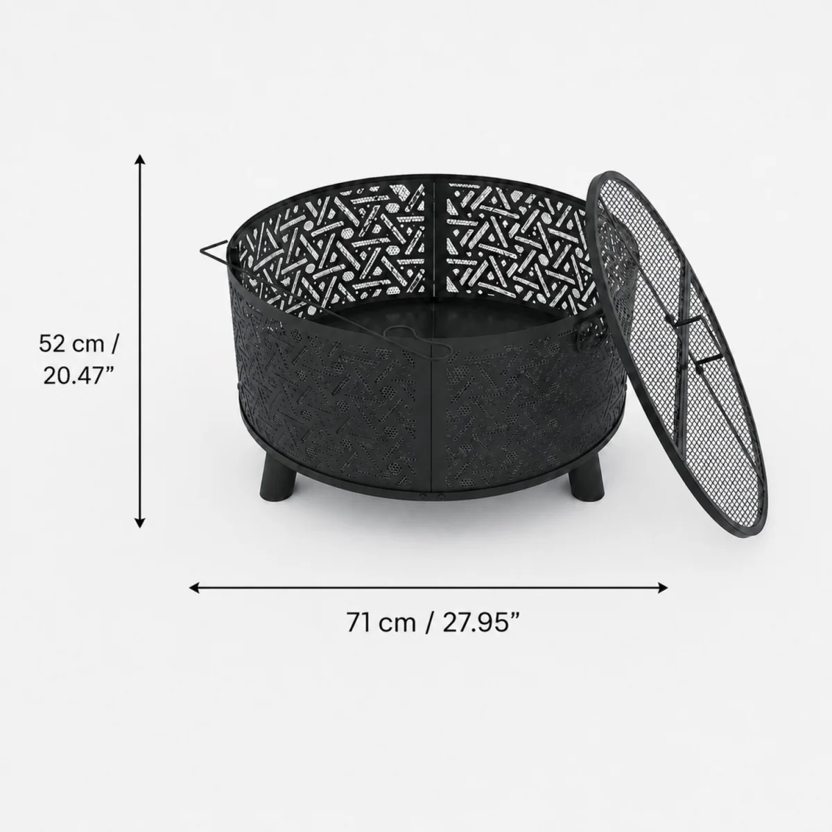 Teamson Home Fire Pit Outdoor Heater 71cm with Spark Guard Black Steel - Black – image 6
