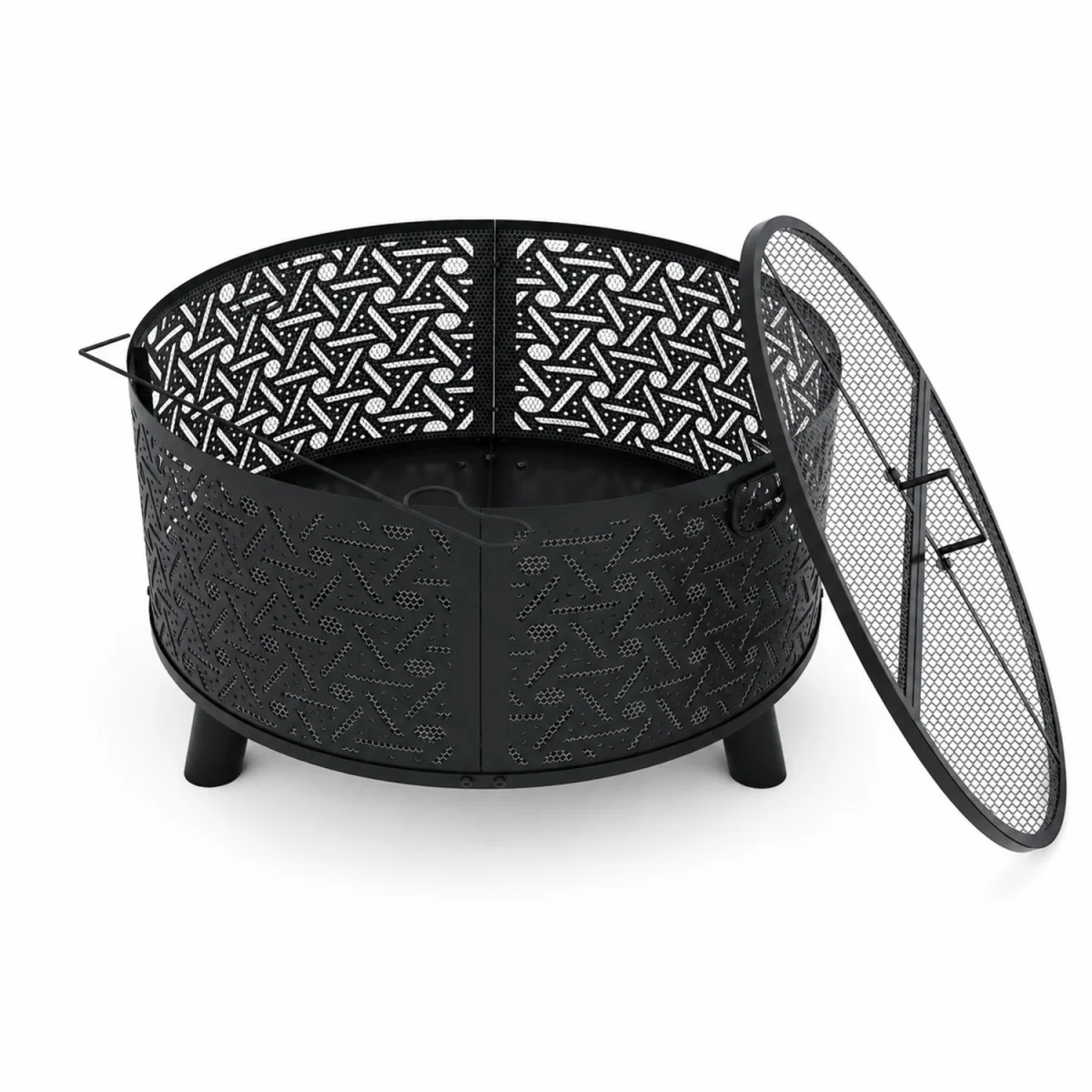 Teamson Home Fire Pit Outdoor Heater 71cm with Spark Guard Black Steel - Black – image 7