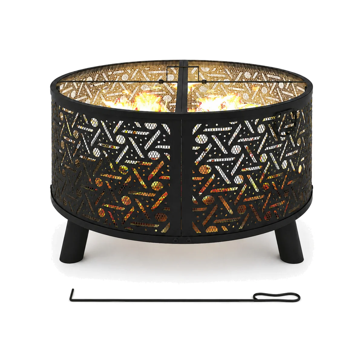 Teamson Home Fire Pit Outdoor Heater 71cm with Spark Guard Black Steel - Black – image 1