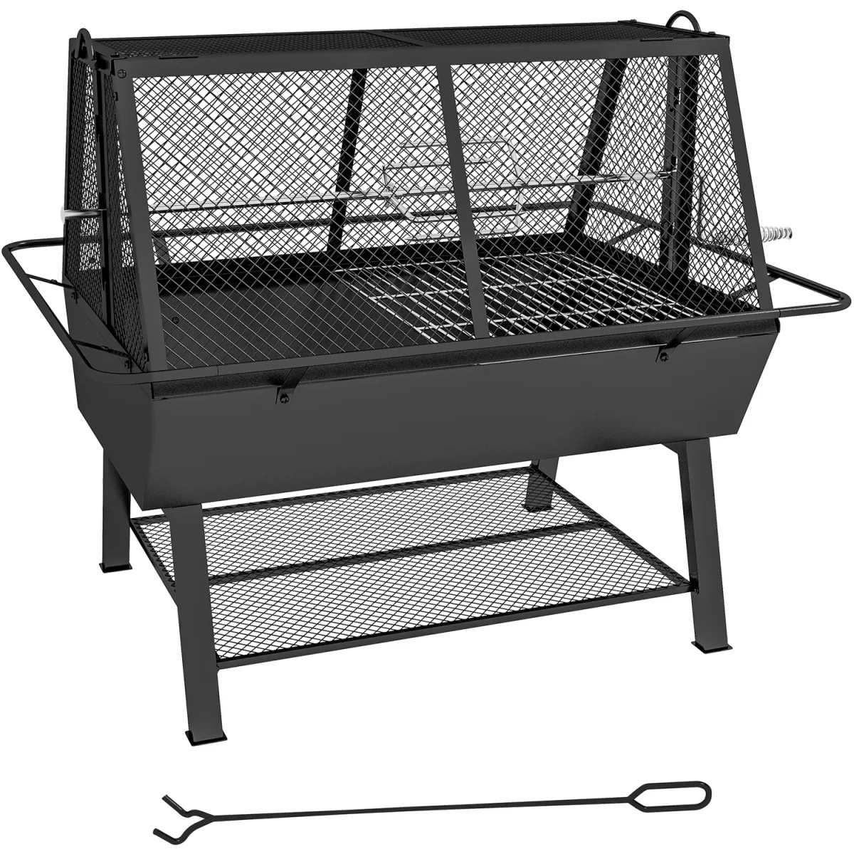 3-in-1 BBQ Rotisserie Grill Roaster Fire Pit - Black – image 2