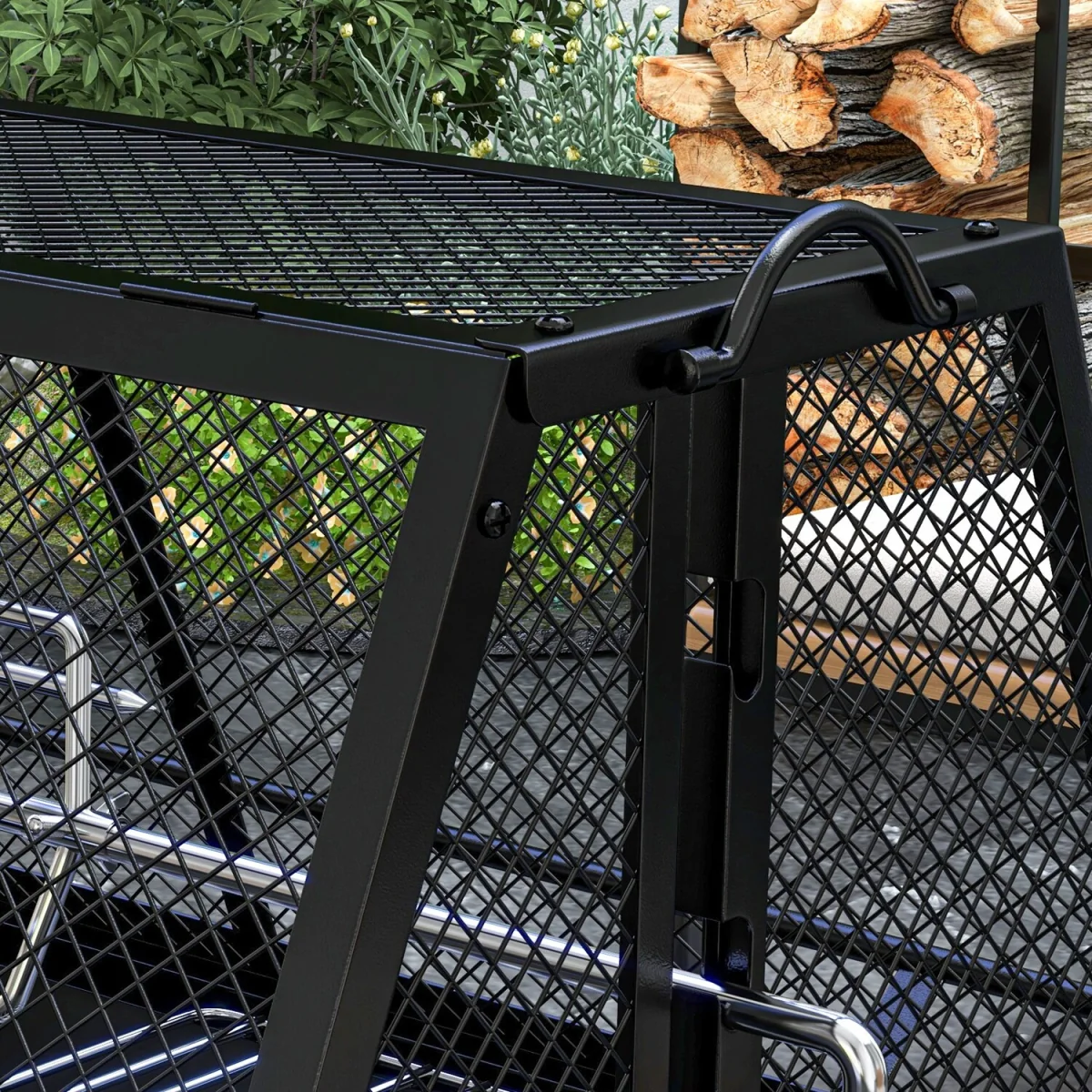 3-in-1 BBQ Rotisserie Grill Roaster Fire Pit - Black – image 4