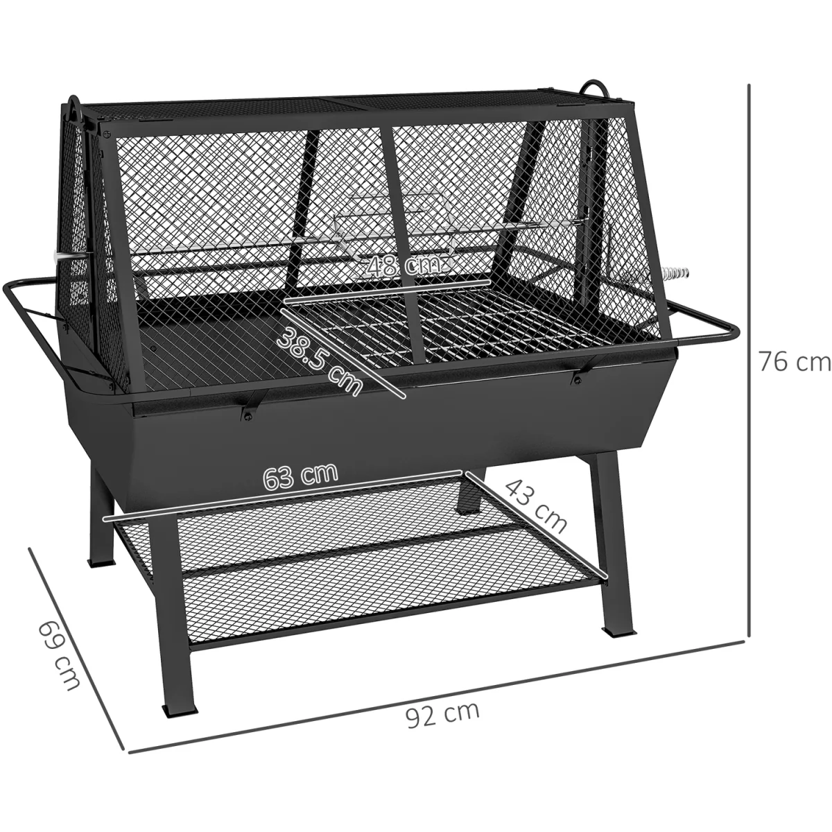 3-in-1 BBQ Rotisserie Grill Roaster Fire Pit - Black – image 6