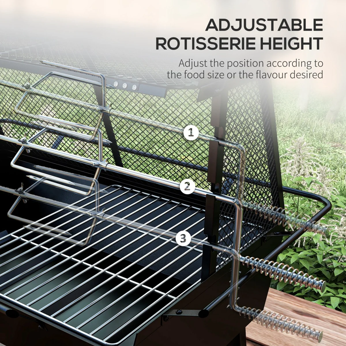 3-in-1 BBQ Rotisserie Grill Roaster Fire Pit - Black – image 8