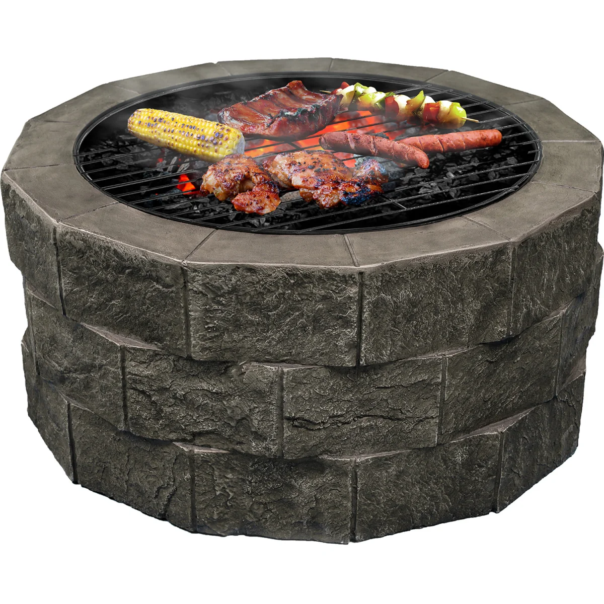 RENOVATO Garden and Patio Fire Pit and BBQ with Eco Stone Finish - Grey – image 7