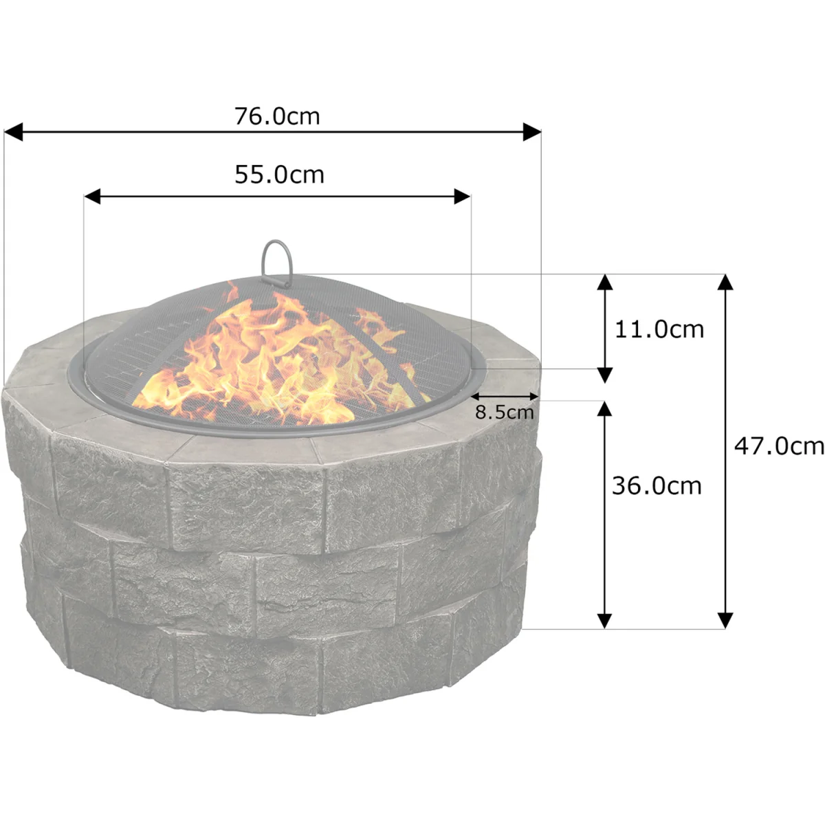 RENOVATO Garden and Patio Fire Pit and BBQ with Eco Stone Finish - Grey – image 9