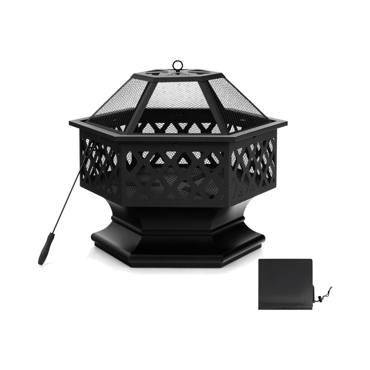 70cm Hexagon Patio Fire Pit - Black – image 1