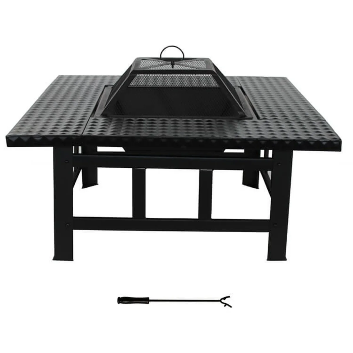 4 in 1 Square Fire Pit BBQ Grill Ice Cooler Tabletop - Black – image 3