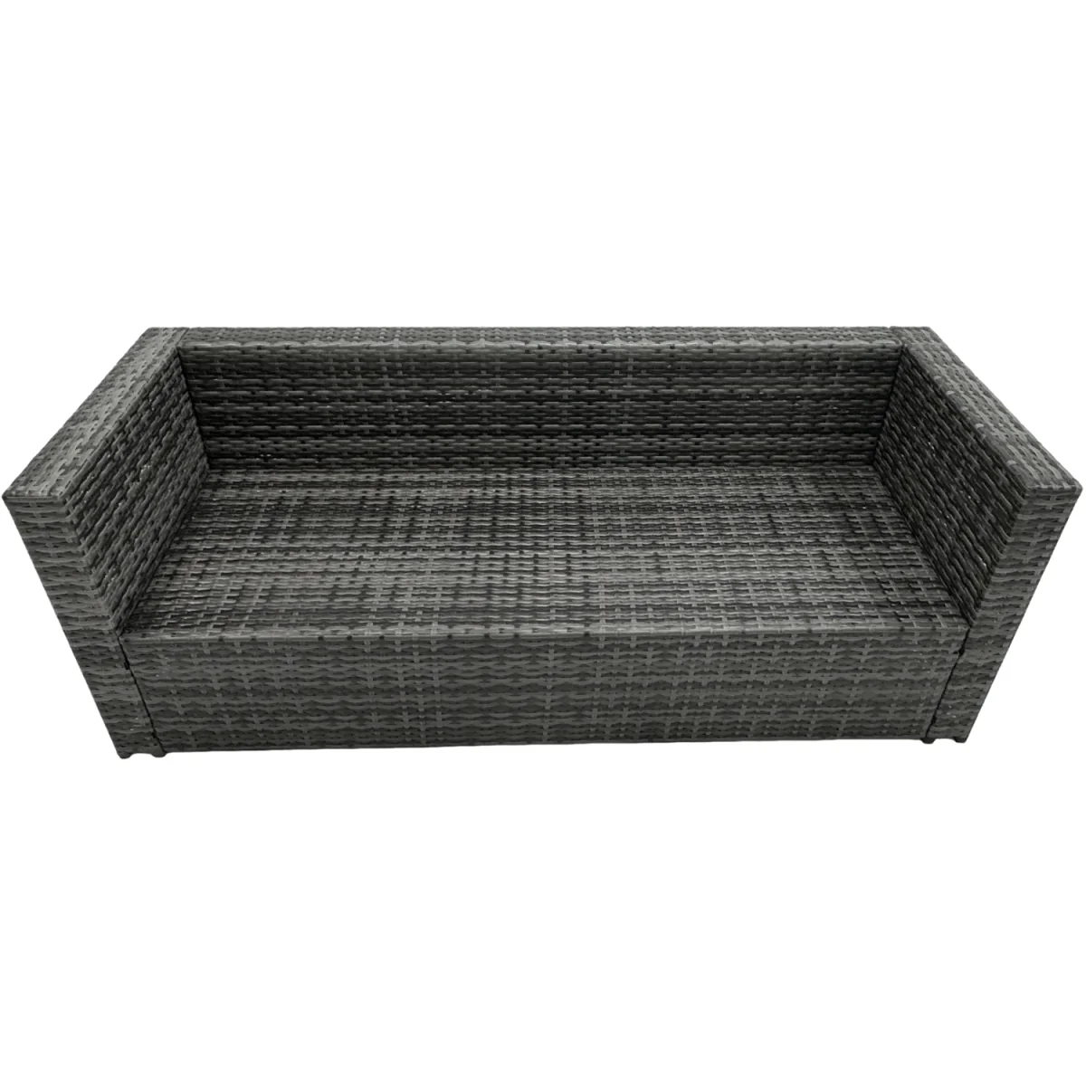 Fimous Rattan Garden Firepit Dining Set 13-Seater with Fire Pit Table and 4 Footstools. - Dark grey mixed rattan with dark grey fabric – image 2