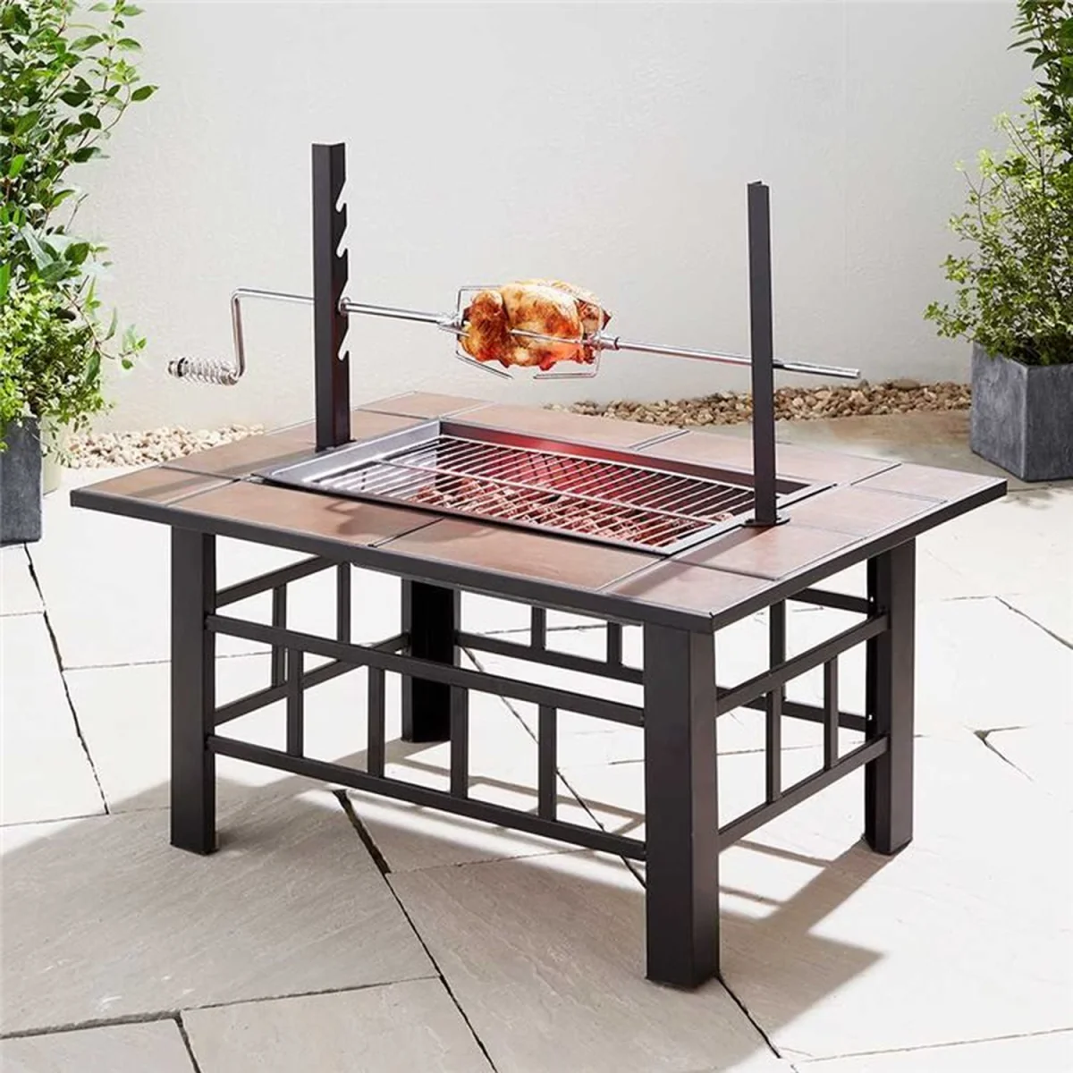 3 in 1 Fire Pit BBQ Grill Ice Cooler - Black – image 2