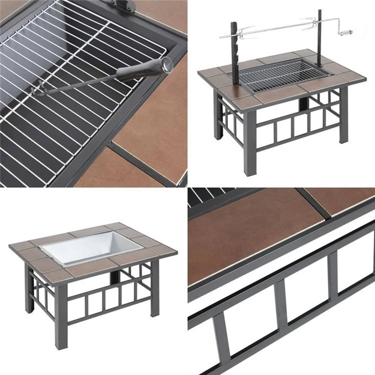 3 in 1 Fire Pit BBQ Grill Ice Cooler - Black – image 6