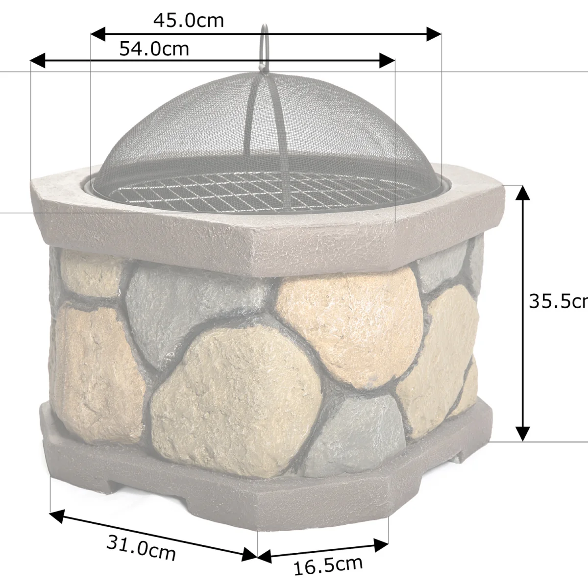 BOGOTA Garden and Patio Fire Pit Brazier and BBQ with Eco Stone Finish - Brown – image 8