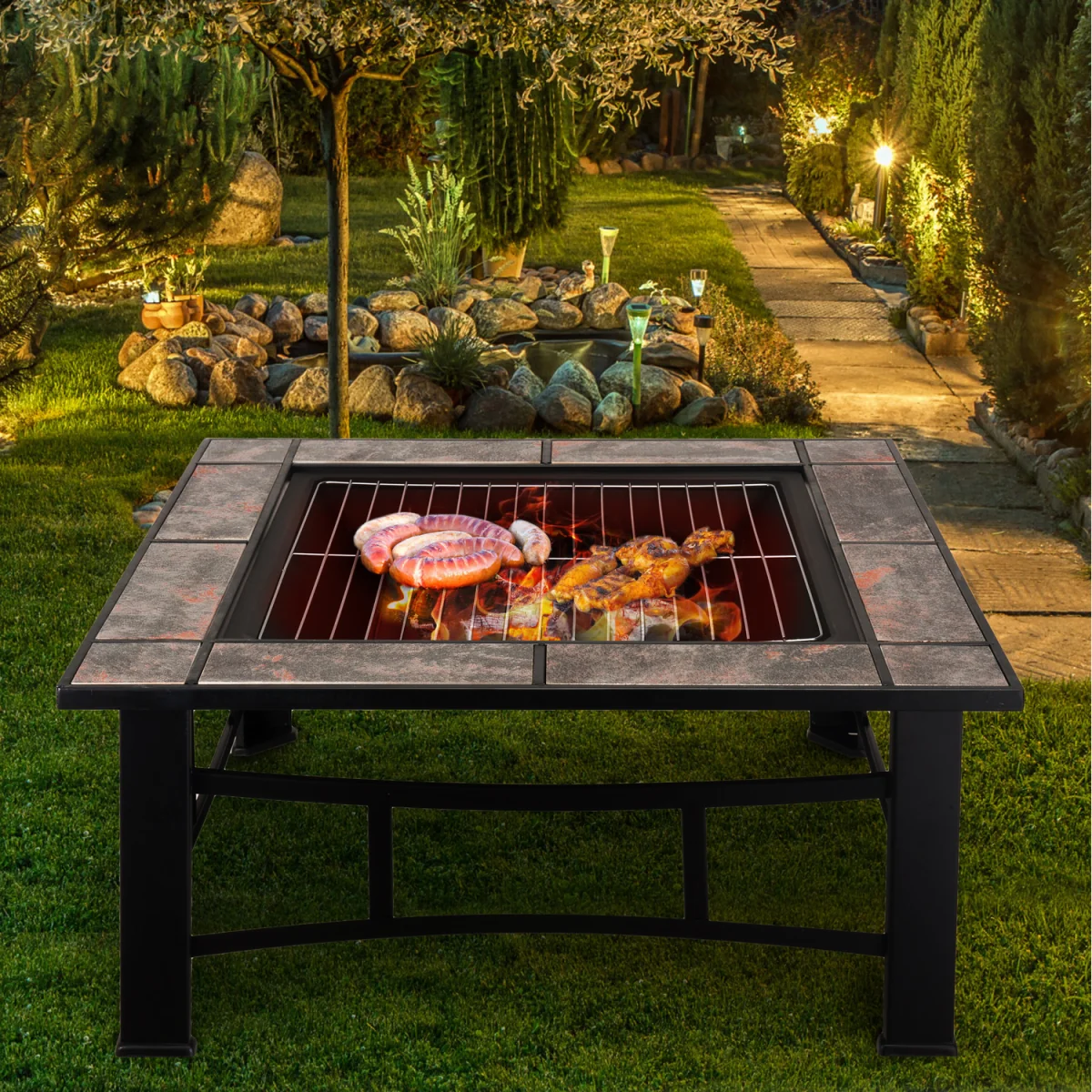 Joseph Outdoor Square Fire Pit BBQ Ice Bucket - Black – image 2