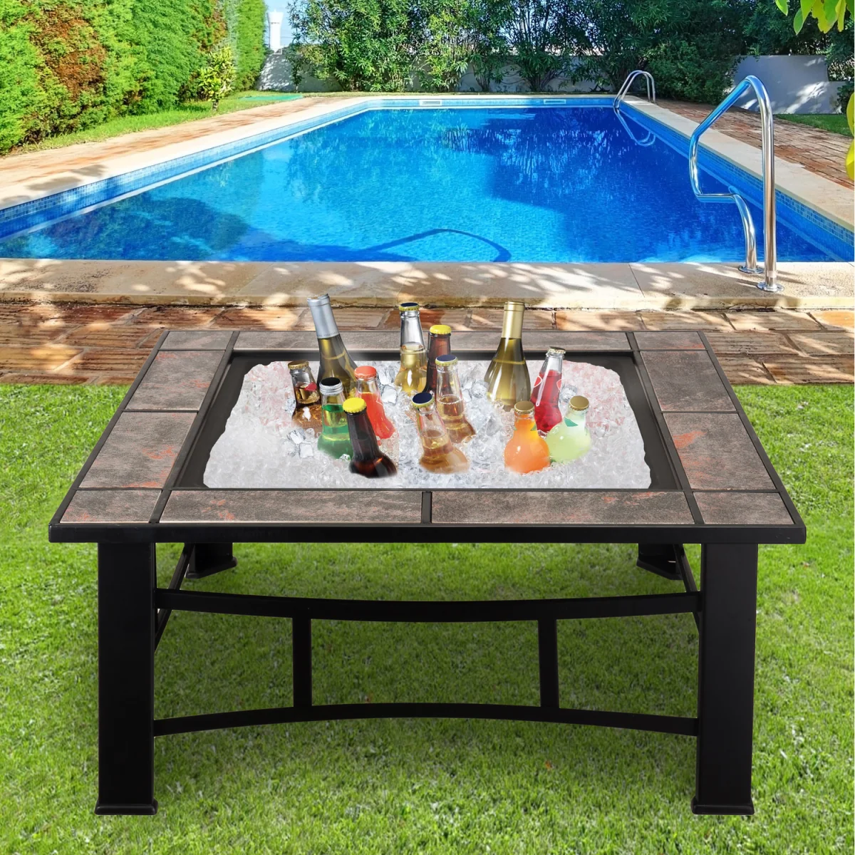 Joseph Outdoor Square Fire Pit BBQ Ice Bucket - Black – image 3