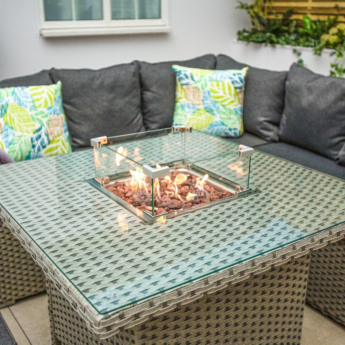 Michigan Mini Corner Casual Dining Firepit Garden Furniture Set - Cappucino – image 3