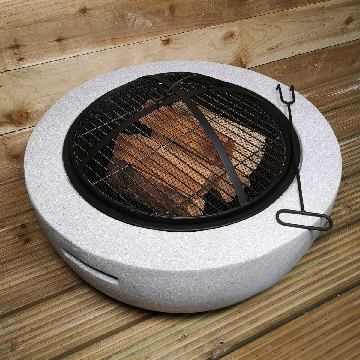 Luxury Concrete Effect Fire Pit BBQ Grill - Grey – image 2