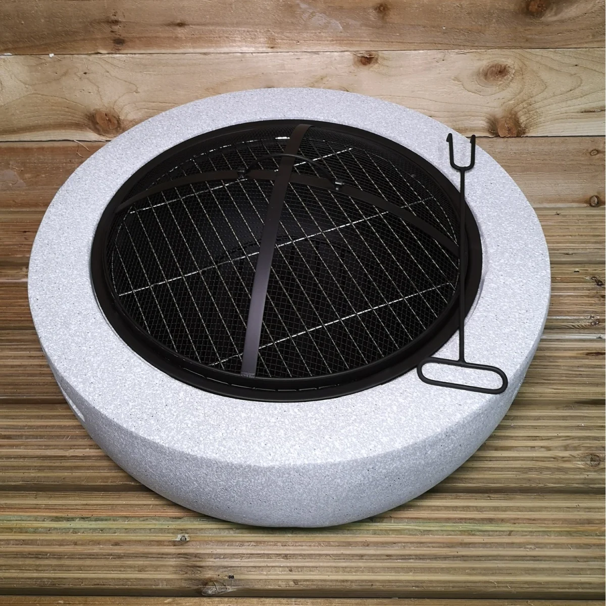 Luxury Concrete Effect Fire Pit BBQ Grill - Grey – image 5