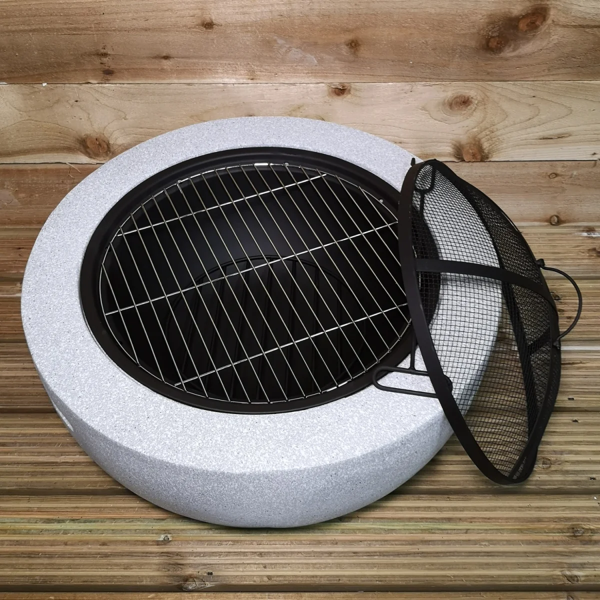 Luxury Concrete Effect Fire Pit BBQ Grill - Grey – image 6