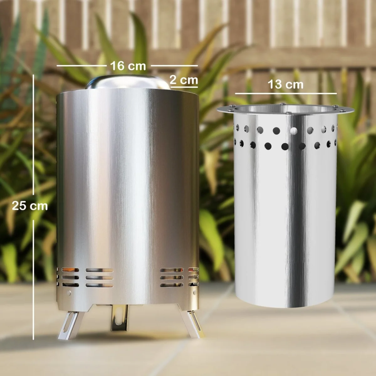 Balatti Small Stainless Steel Tabletop Smokeless Fire Pit, Silver Tone – image 2