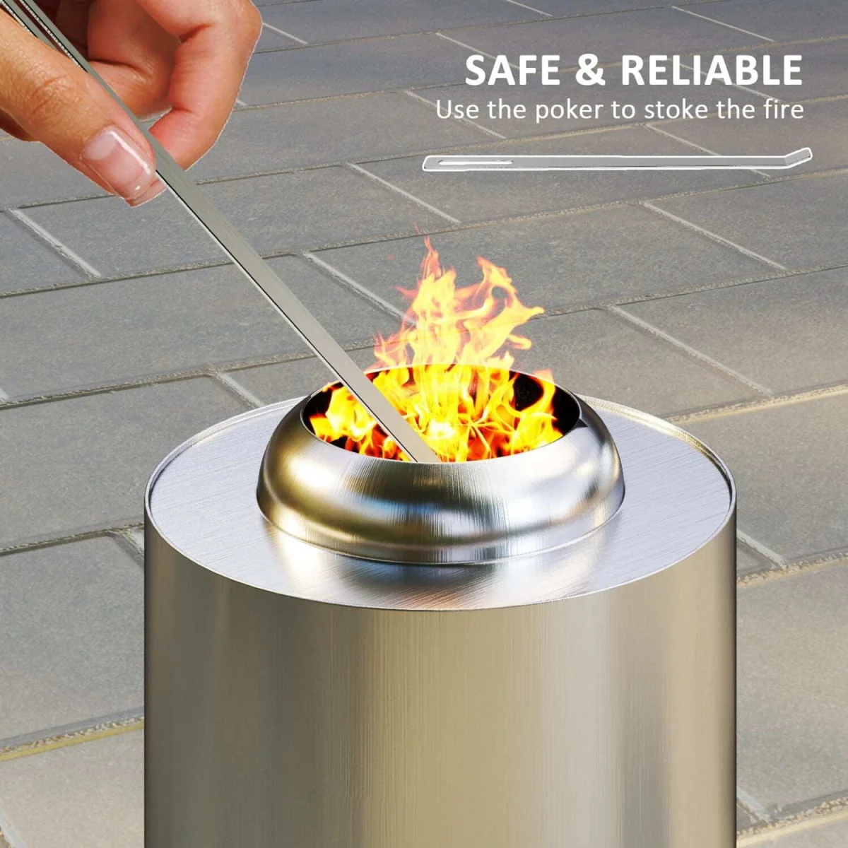 Balatti Small Stainless Steel Tabletop Smokeless Fire Pit, Silver Tone – image 6