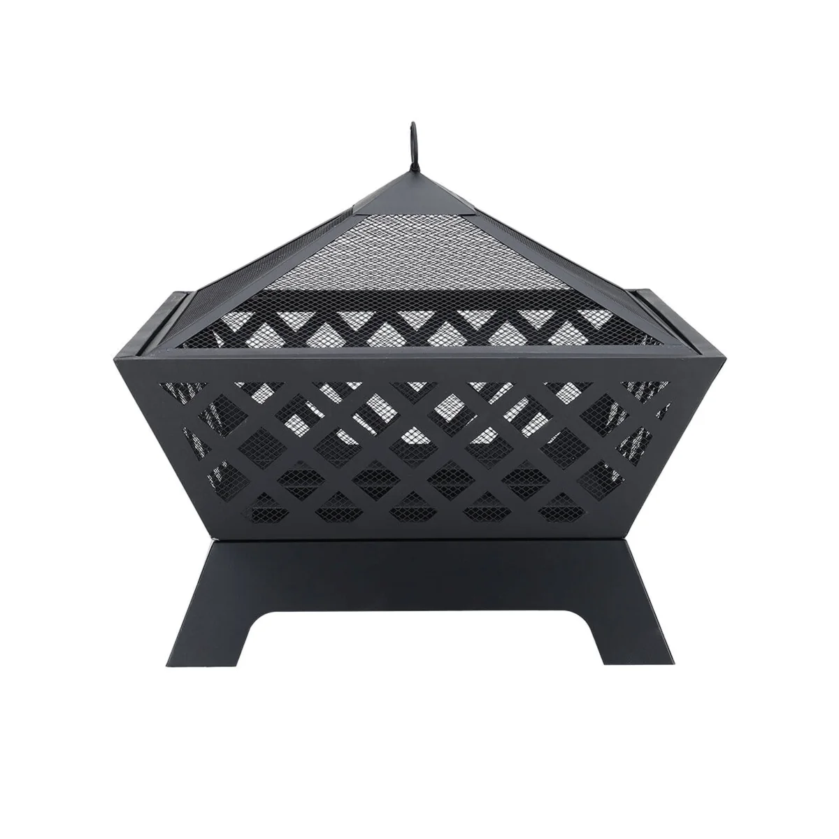 Square Fire Bowl Fire Pit BBQ Brazier Log Burner - Black