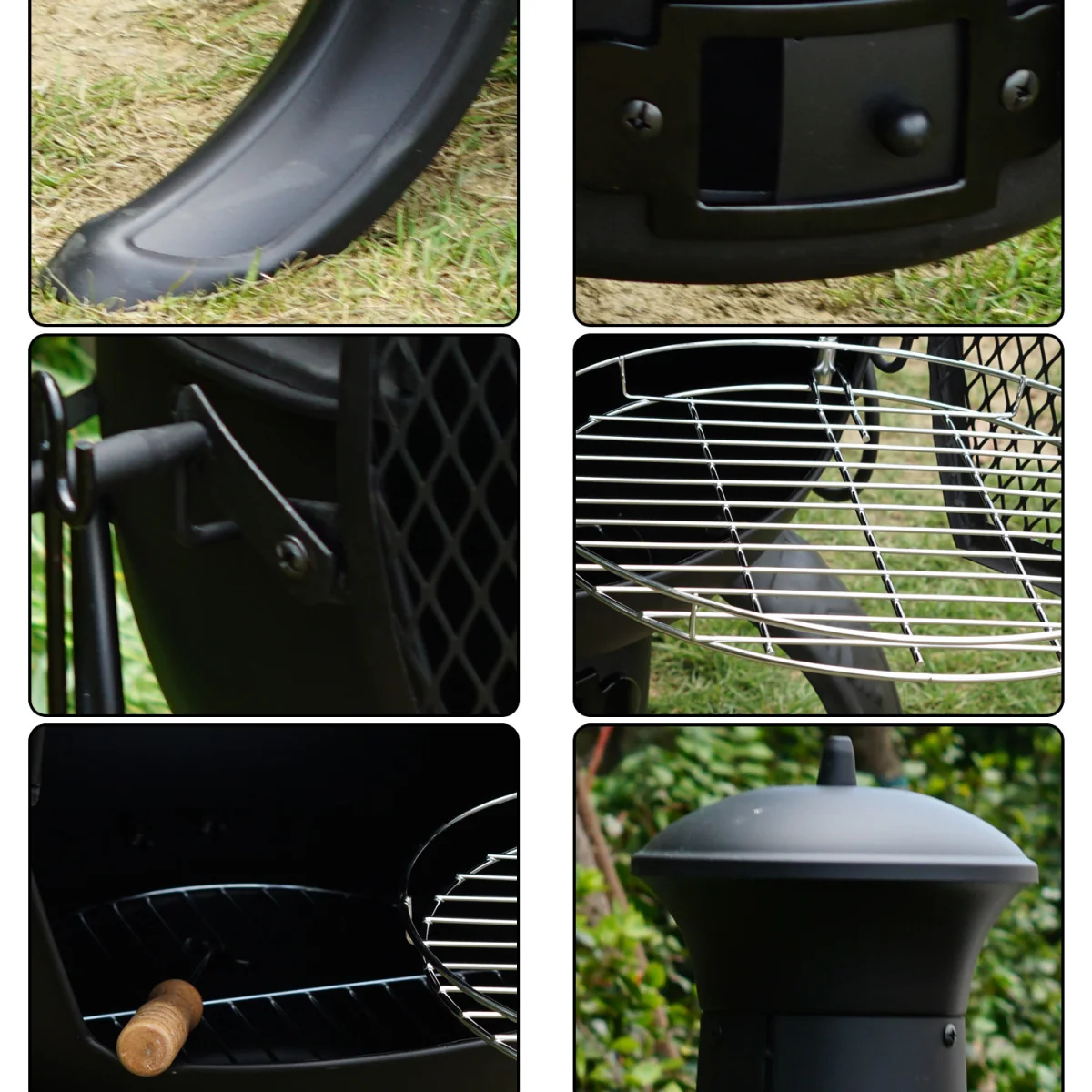 Large Garden Patio Chiminea Wood Log Burner Fire Pit BBQ Heater - Black – image 8