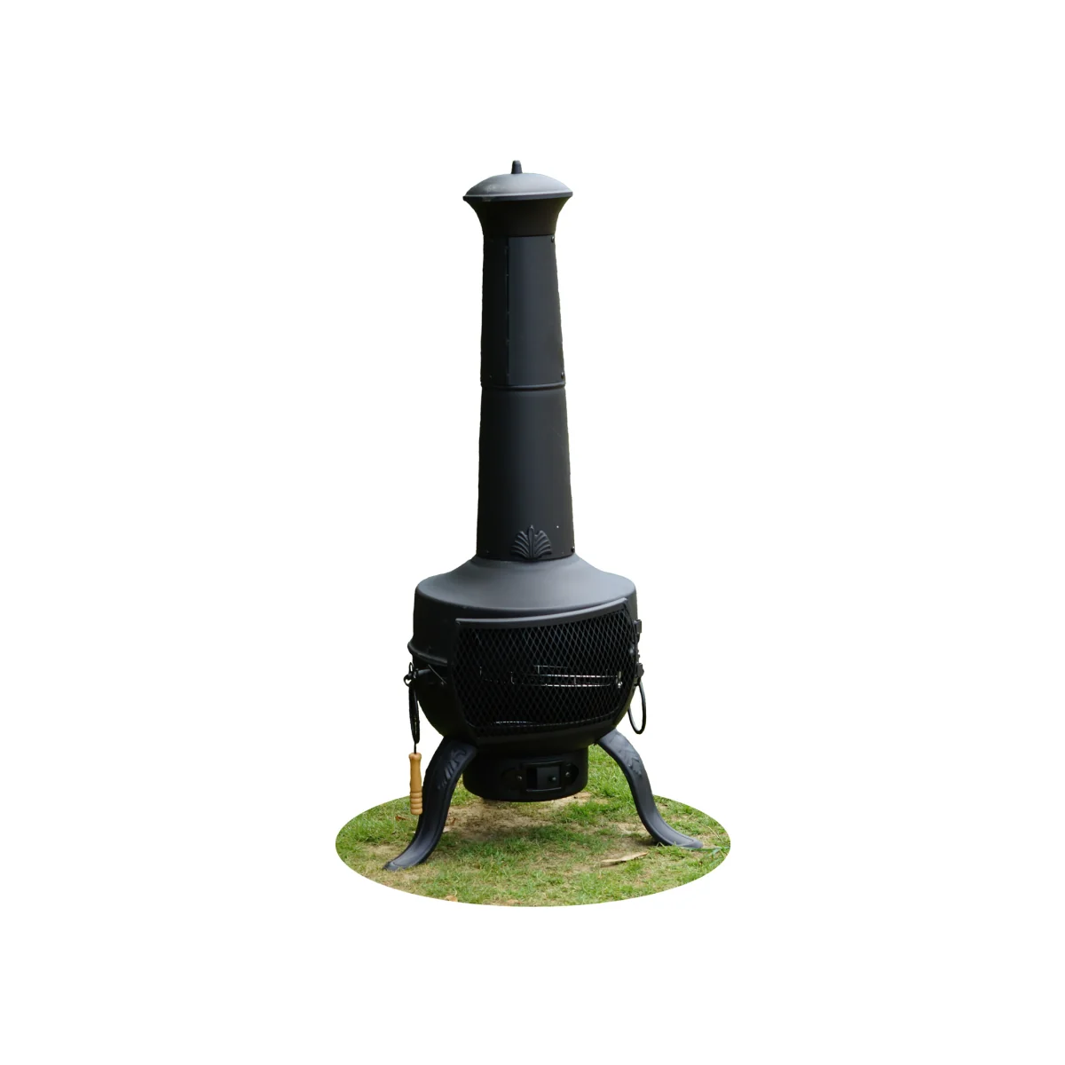 Large Garden Patio Chiminea Wood Log Burner Fire Pit BBQ Heater - Black – image 1