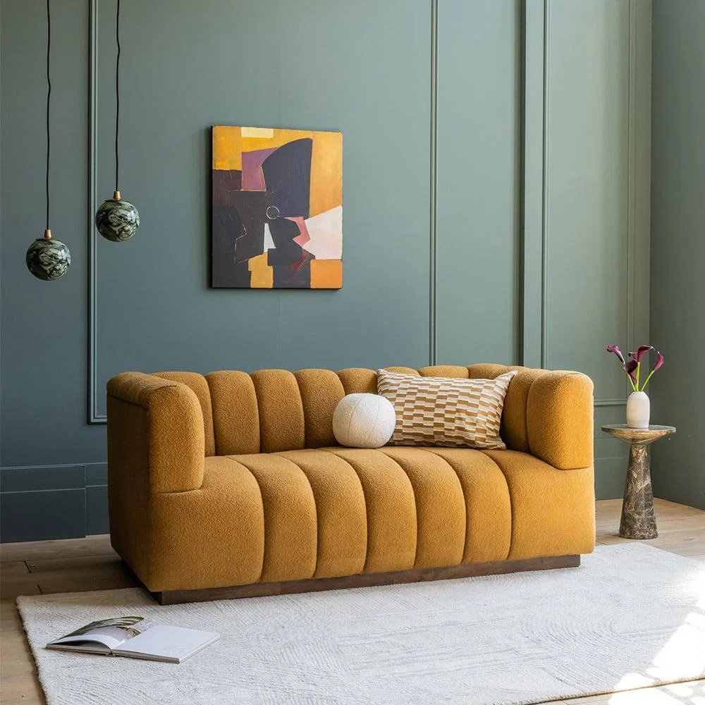 Sloane Fluted 2-Seat Sofa In Mustard Boucle – image 2