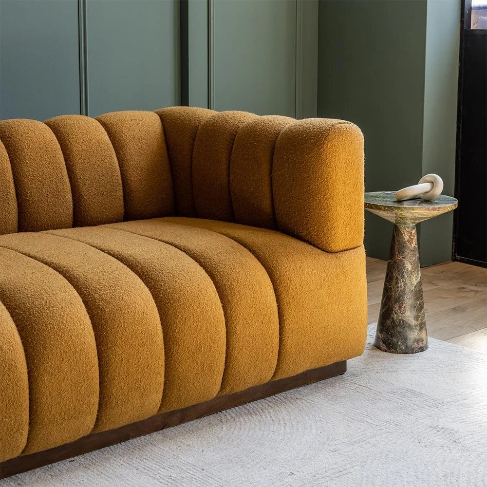 Sloane Fluted 2-Seat Sofa In Mustard Boucle – image 3