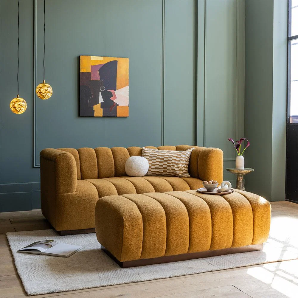 Sloane Fluted 2-Seat Sofa In Mustard Boucle – image 4