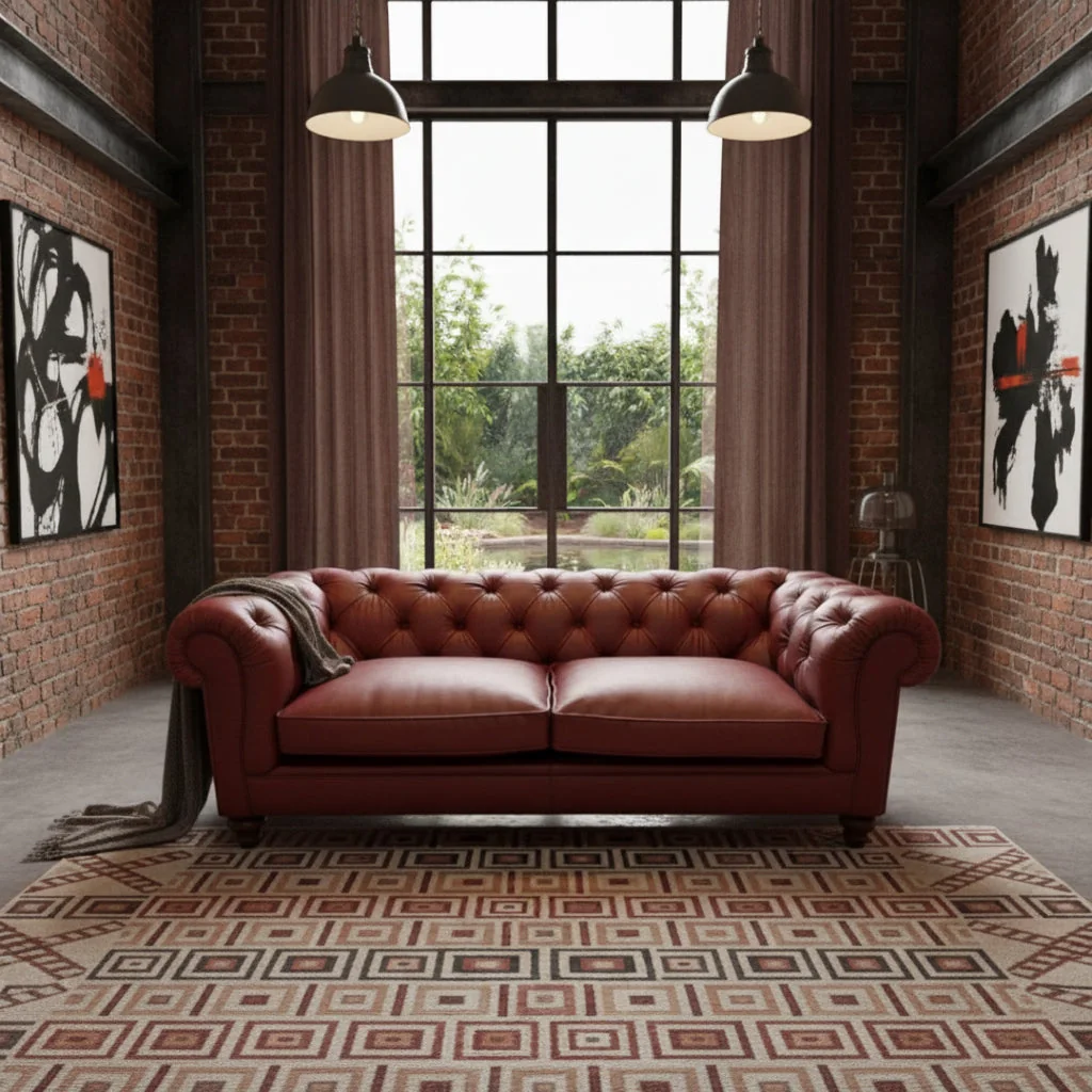 Britannia Leather Sofa, 2 Seater / Red – image 1