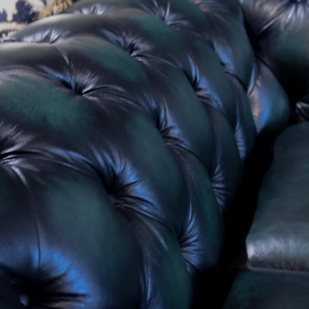 Britannia Rub-off Leather Sofa, 4 Seater / Dark Blue