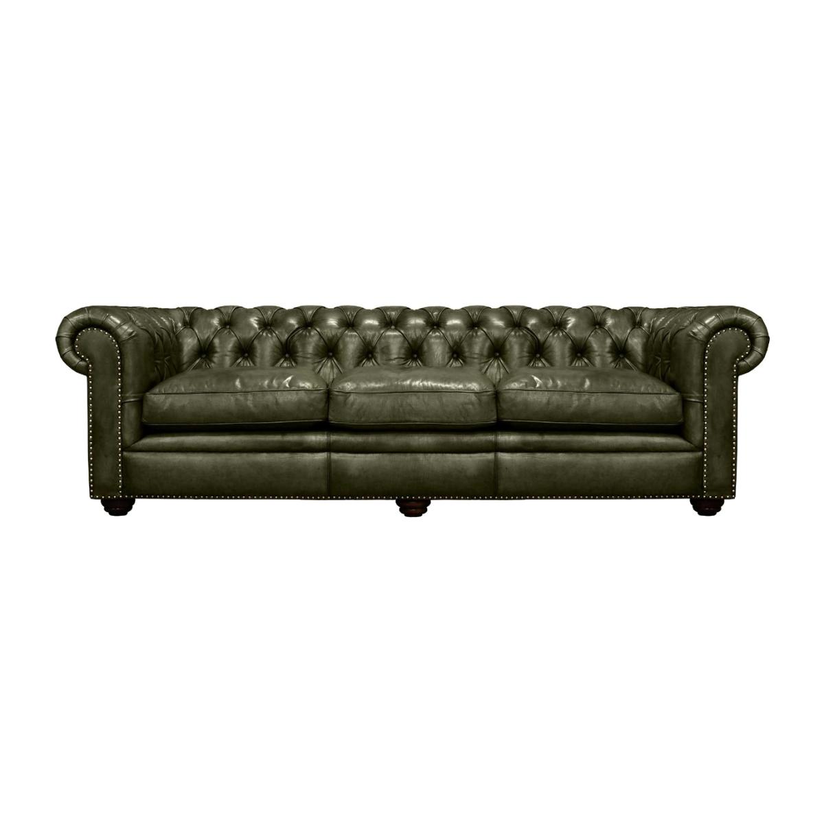 Pure Furniture Winslow Chesterfield Sofa 280cm With Wooden Legs, Green Leather | Barker & Stonehouse
