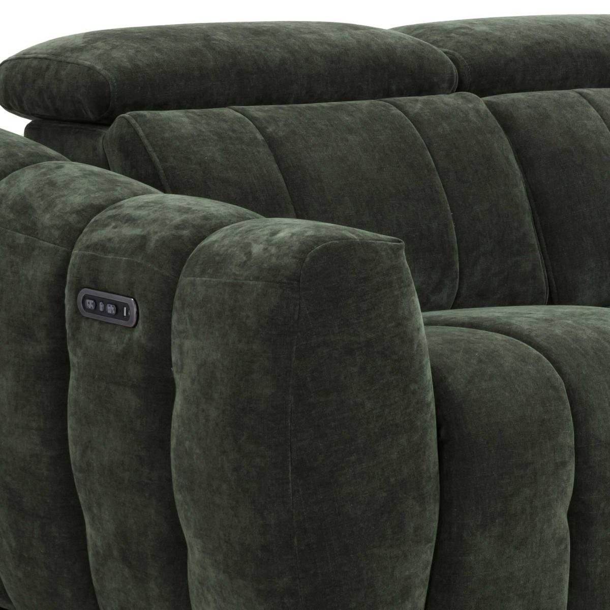 Montgomery 2 Power Seater & Headrest Recliner Sofa, Green Fabric | Barker & Stonehouse – image 3