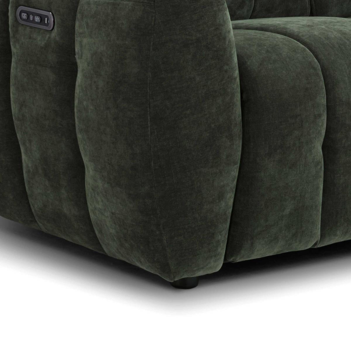 Montgomery 2 Power Seater & Headrest Recliner Sofa, Green Fabric | Barker & Stonehouse – image 4