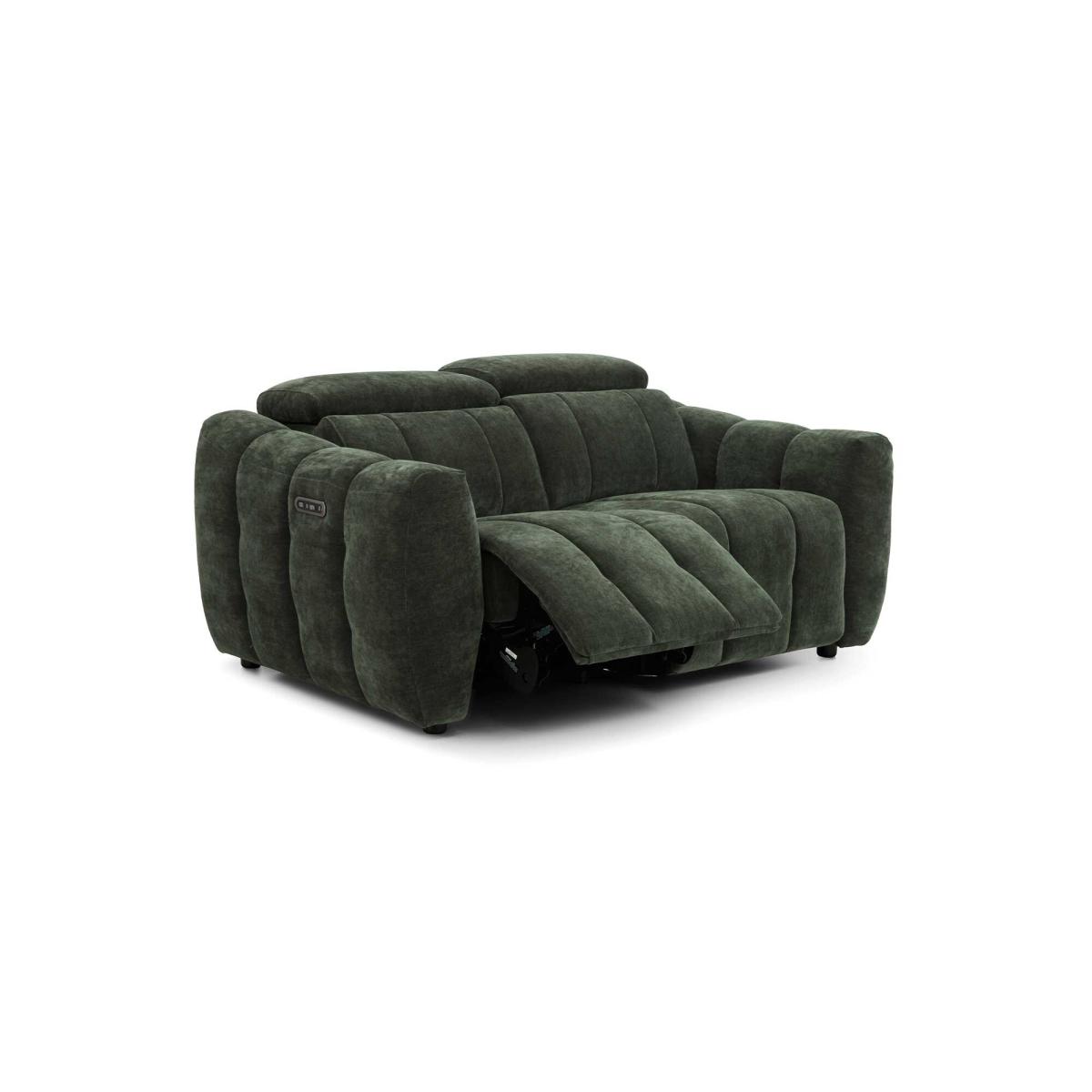 Montgomery 2 Power Seater & Headrest Recliner Sofa, Green Fabric | Barker & Stonehouse – image 5