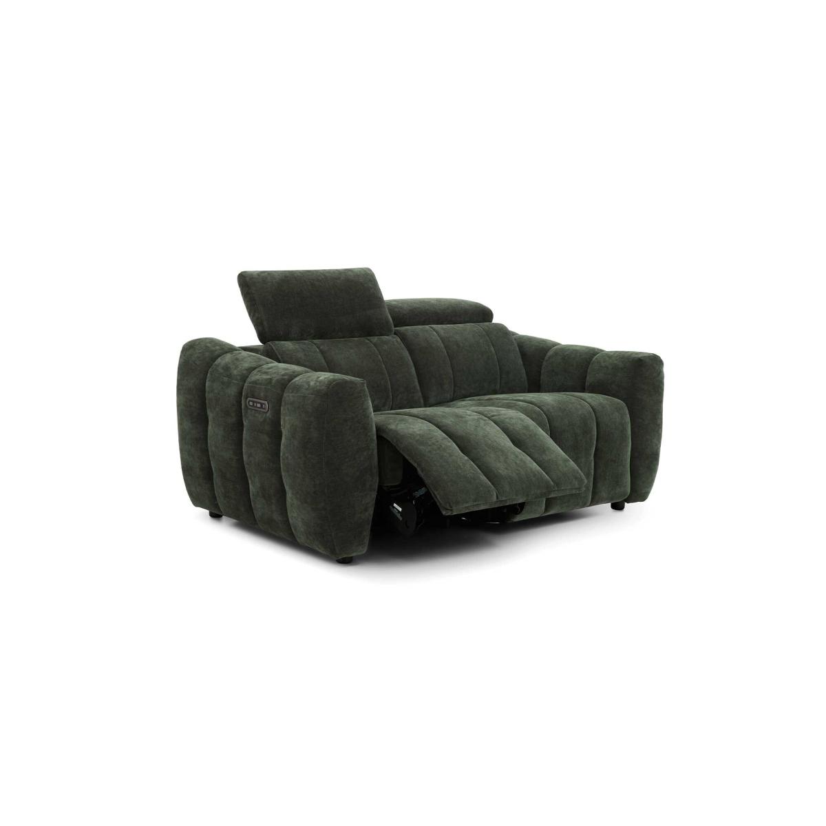 Montgomery 2 Power Seater & Headrest Recliner Sofa, Green Fabric | Barker & Stonehouse – image 6