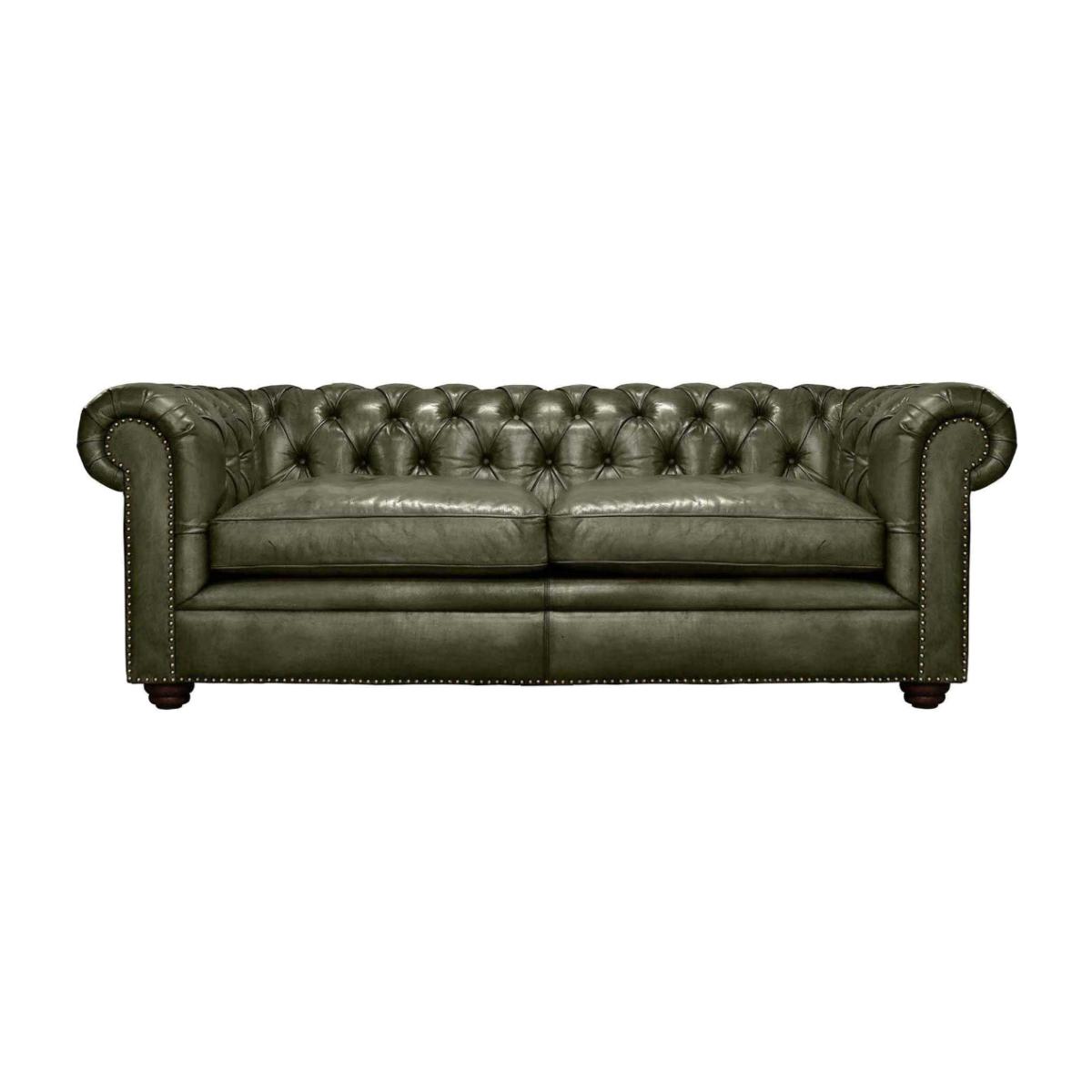 Pure Furniture Winslow Chesterfield Sofa 190cm With Wooden Legs, Green Leather | Barker & Stonehouse
