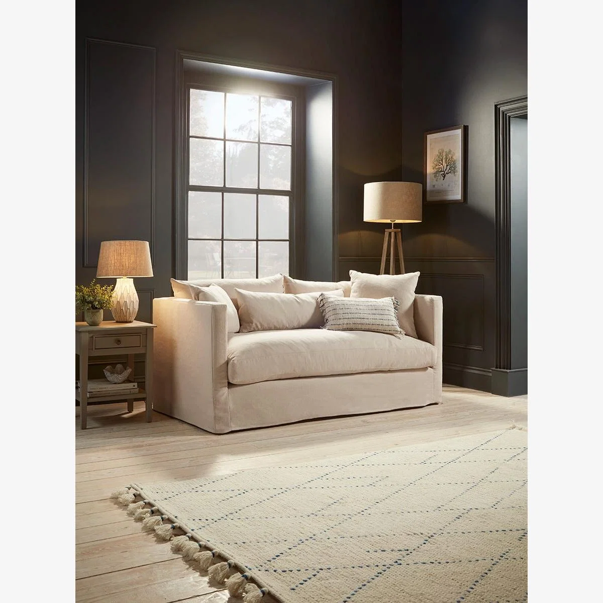 Colmar Two Seater Sofa – Pale Stone Opulent Cotton Velvet – image 1