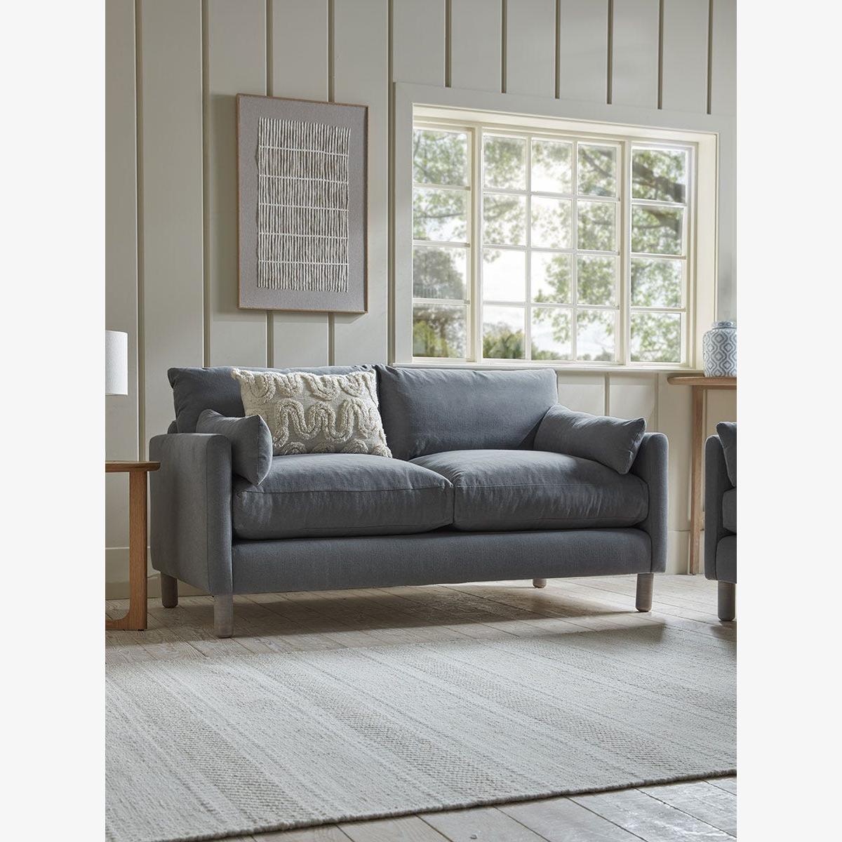 Edmonton Three Seater Sofa – Warm Sand Wide Cotton Stripe – image 1