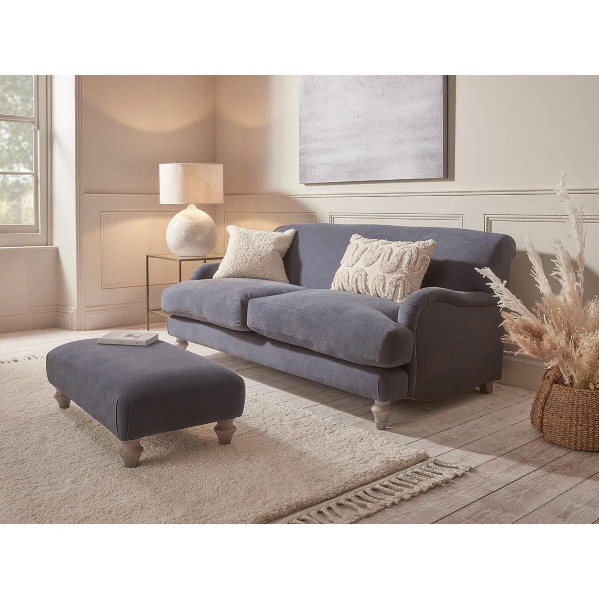 Reine Two Seater Sofa – Warm Sand Wide Cotton Stripe – image 2