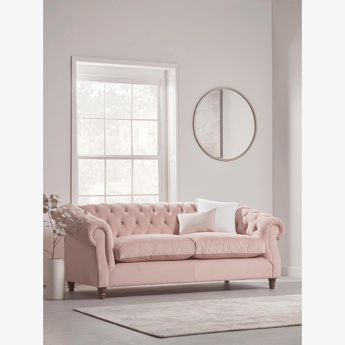 Layla Buttoned Sofa - Blush Velvet (Sample)