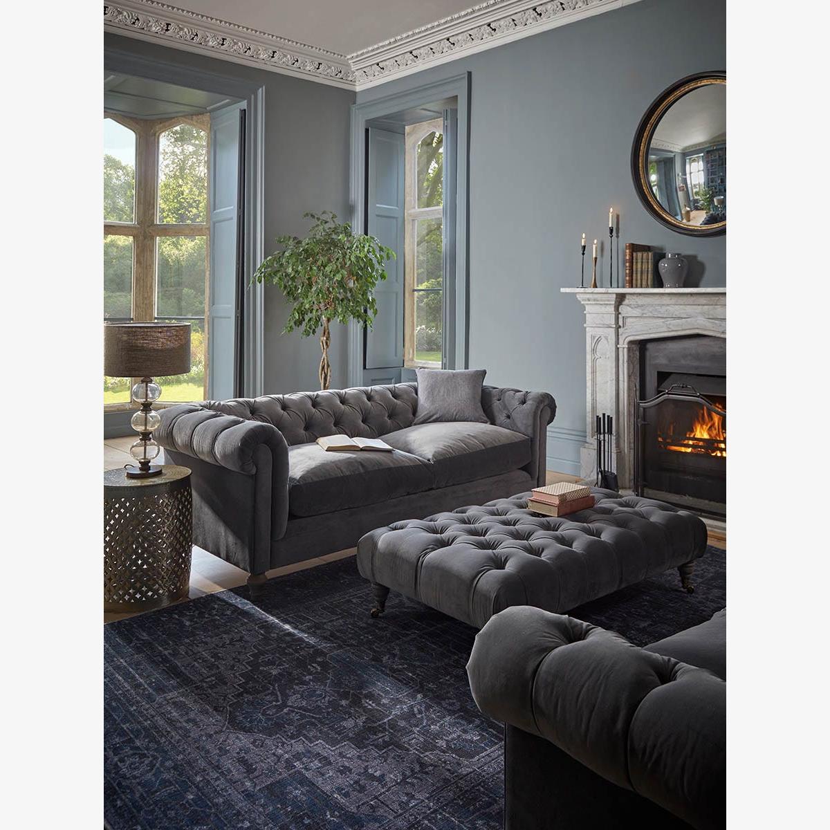 Dalvik Three Seater Sofa – Fog Opulent Cotton Velvet – image 1