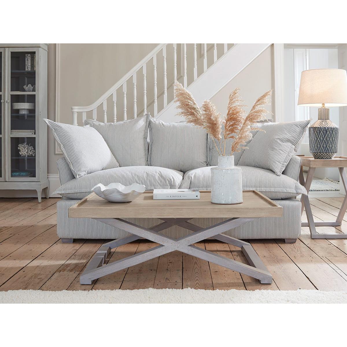 Umea Three Seater Sofa – Dusky Blue Cotton Stripe – image 2