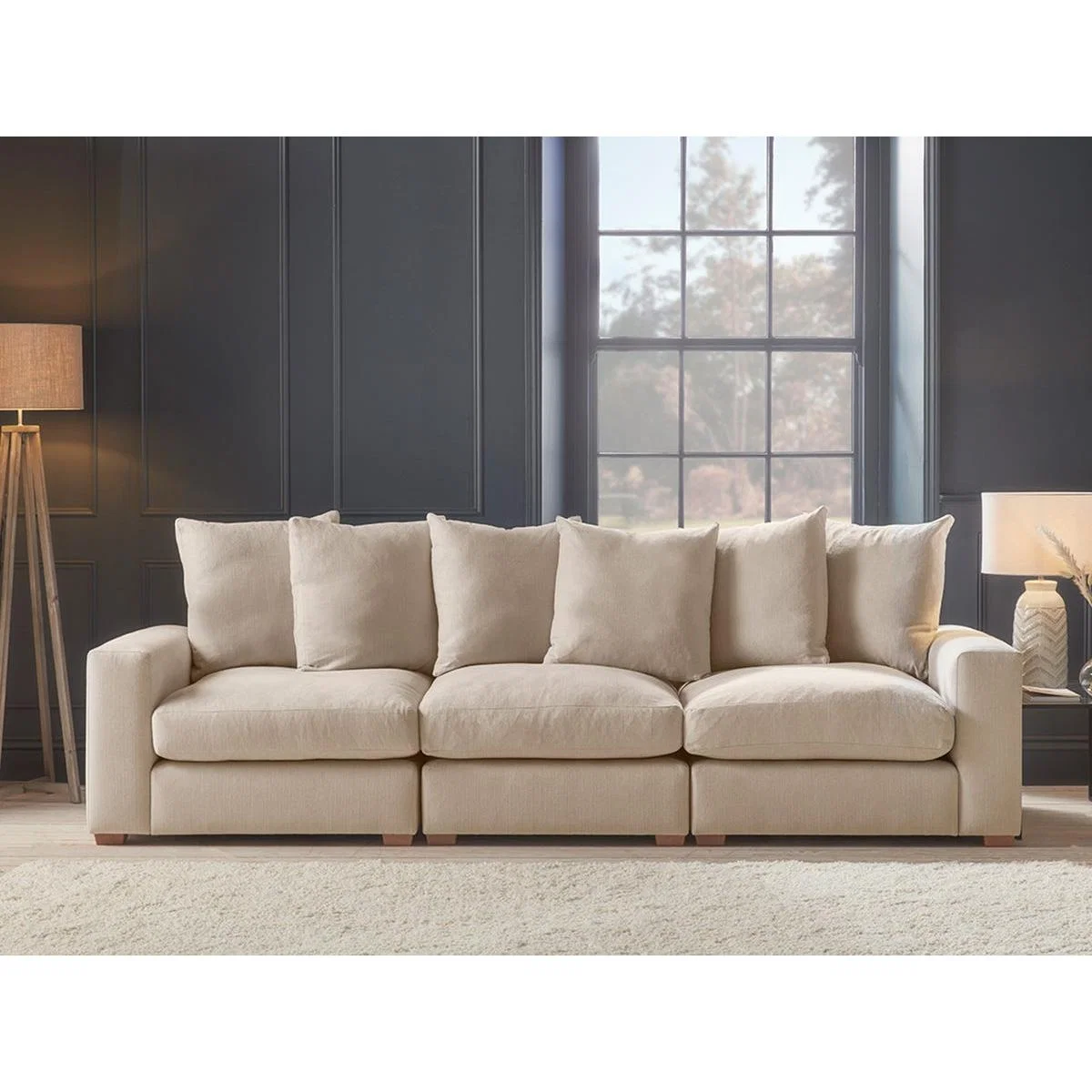 Lyon Three Seater Sofa – Delicate Rose Opulent Cotton Velvet – image 2