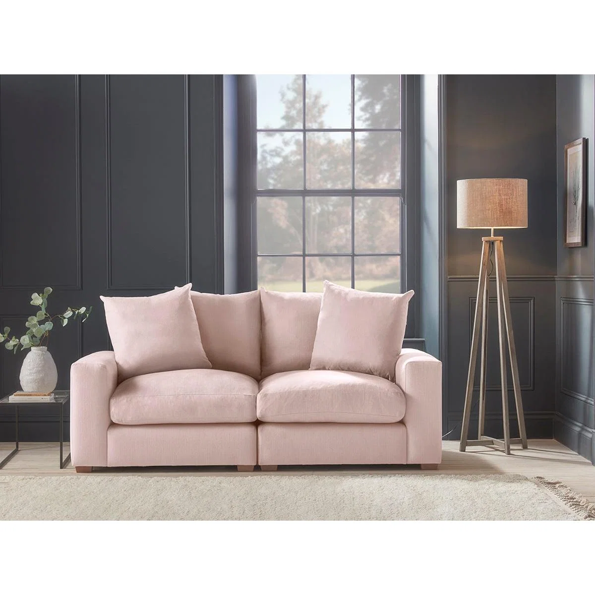 Lyon Three Seater Sofa – Delicate Rose Opulent Cotton Velvet – image 12