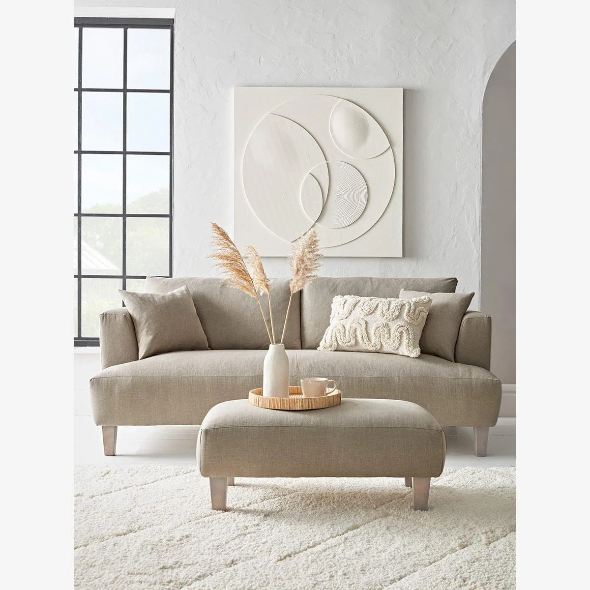 Palma Two Seater Sofa – Steel Cotton Linen – image 1