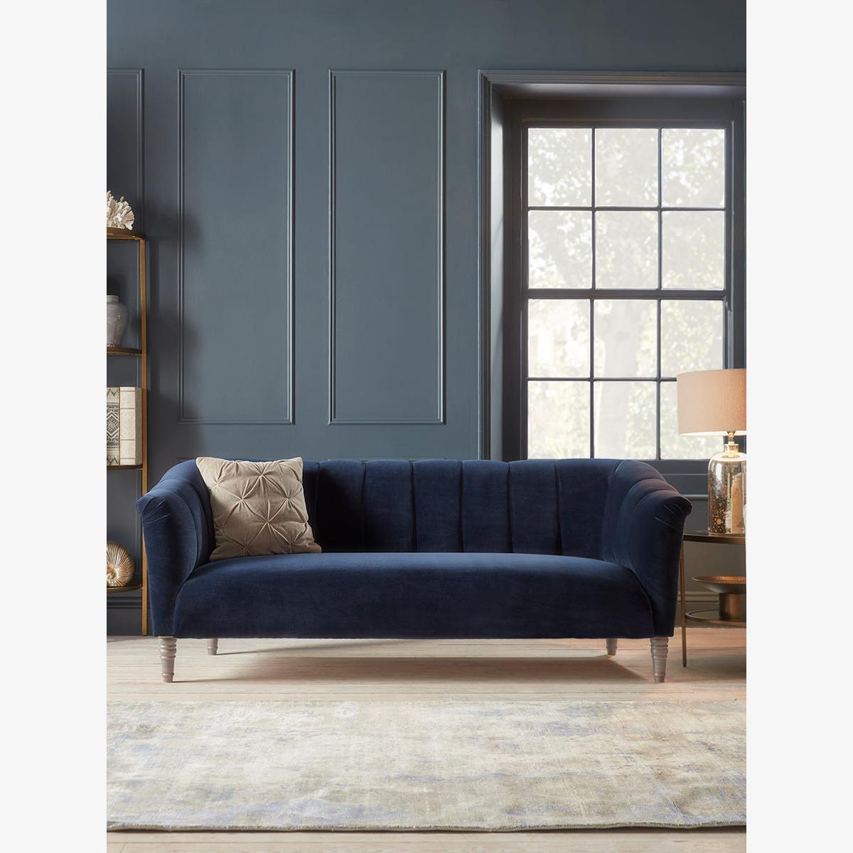 Kemi Three Seater Sofa – Pale Stone Opulent Cotton Velvet – image 1