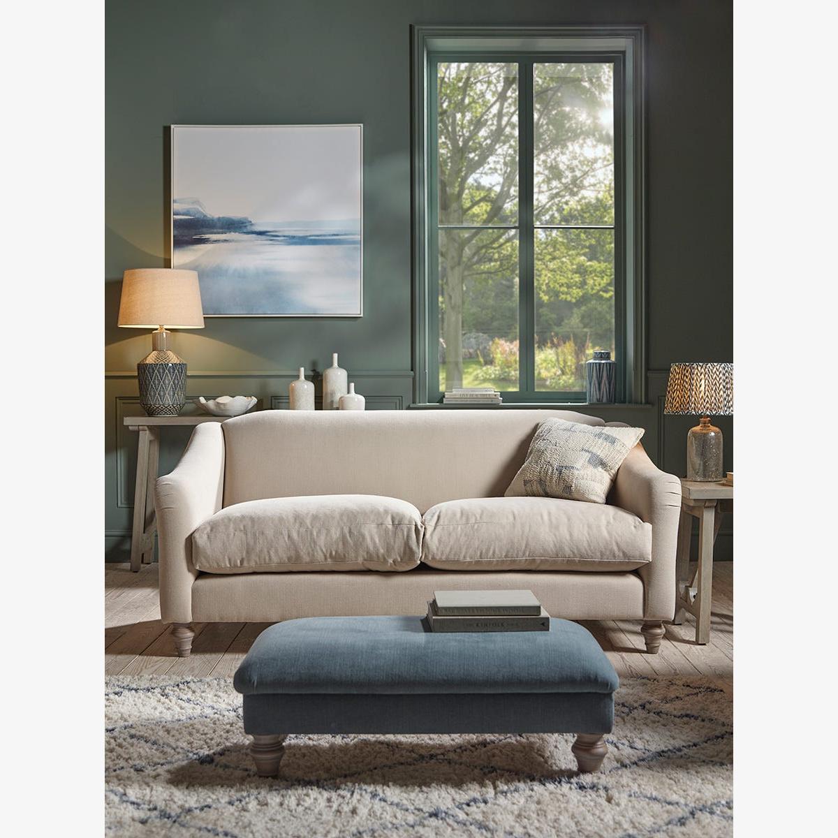 Assan Three Seater Sofa – Soft Grey Opulent Cotton Velvet – image 1